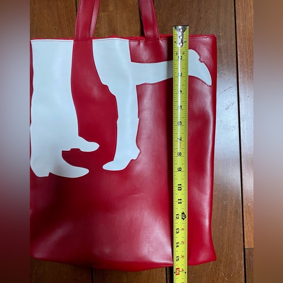 Vintage 1990s Transversion Red White “Greetings” Vinyl Tote - Picture 15 of 16